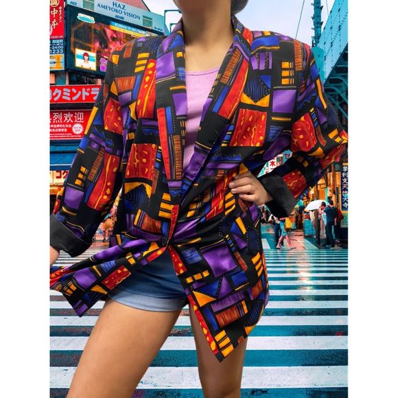 Vintage Jackets & Blazers - Vintage 1980s bold print blazer, Large